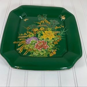 Green Japanese floral octagon plate